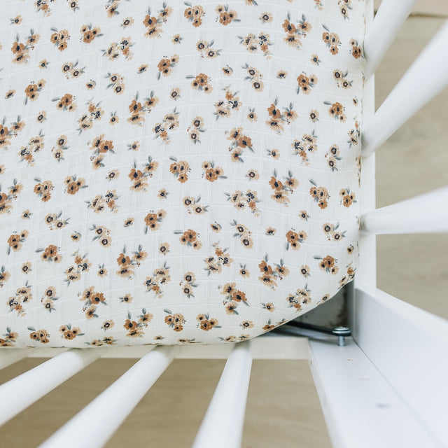 Autumn Bloom Muslin Crib Sheet - HoneyBug 