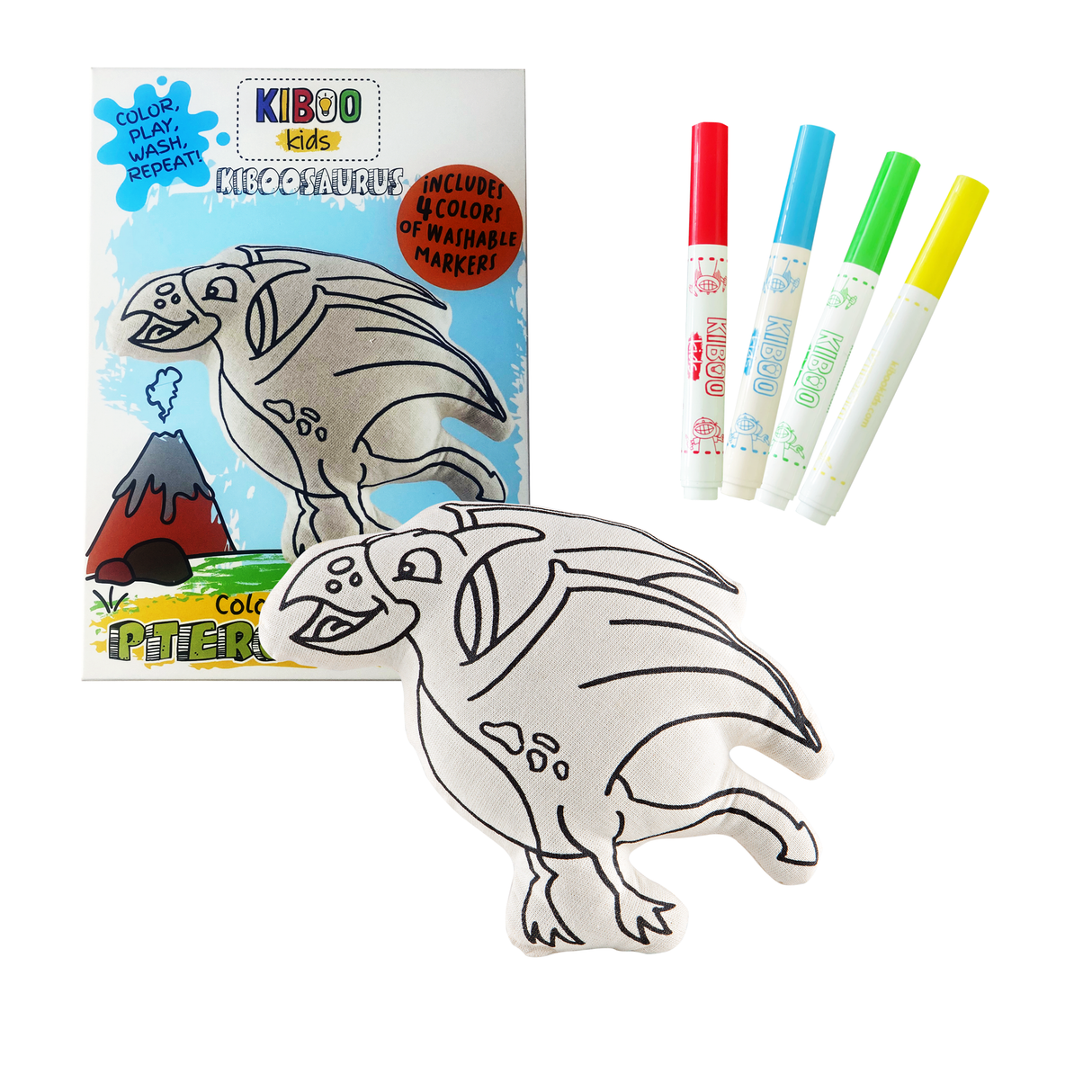 Kiboo Kids Jurassic Series: Kiboosaurs Pterodactyl for Coloring and Creative Play - HoneyBug 