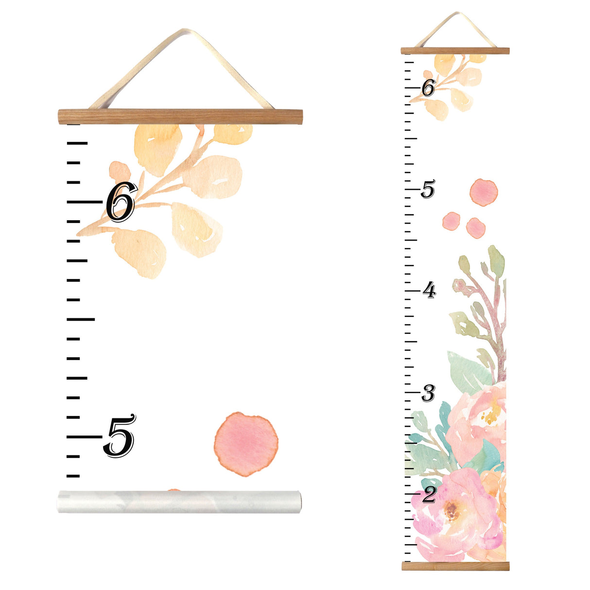 Canvas Kids Growth Chart - Peonies