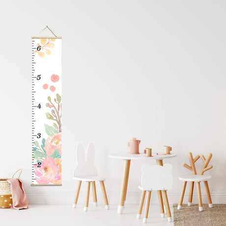 Canvas Kids Growth Chart - Peonies