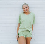 WOMANS BIKER SHORT SET- Pistachio Snow Wash