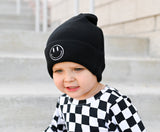 BAMBOO CUFF SMILE BEANIE- Black