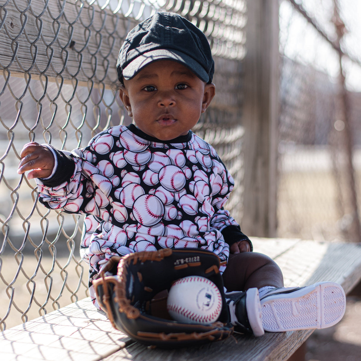 Crew Neck Romper- Baseball