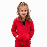 ZIP HOODIE- Red Bamboo French Terry