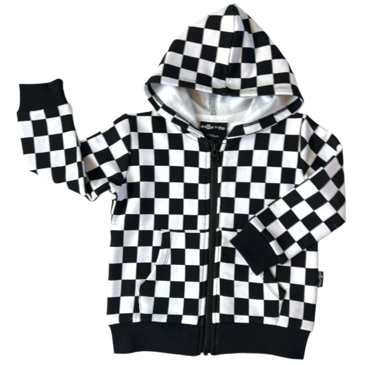 ZIP HOODIE- B+W Check Bamboo French Terry