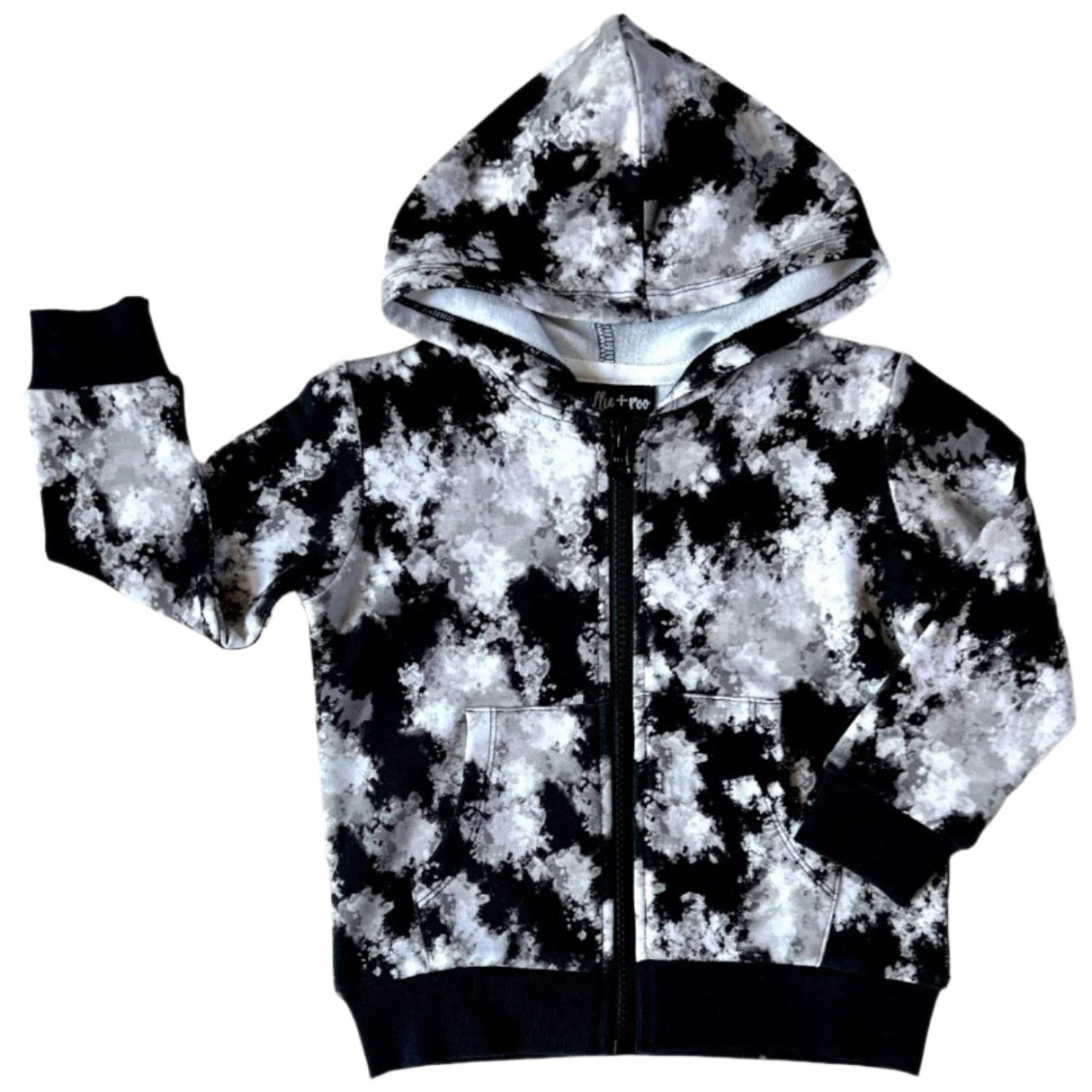 ZIP HOODIE- Black Tie Dye Bamboo French Terry