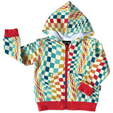 ZIP HOODIE- Groovy Check Bamboo French Terry