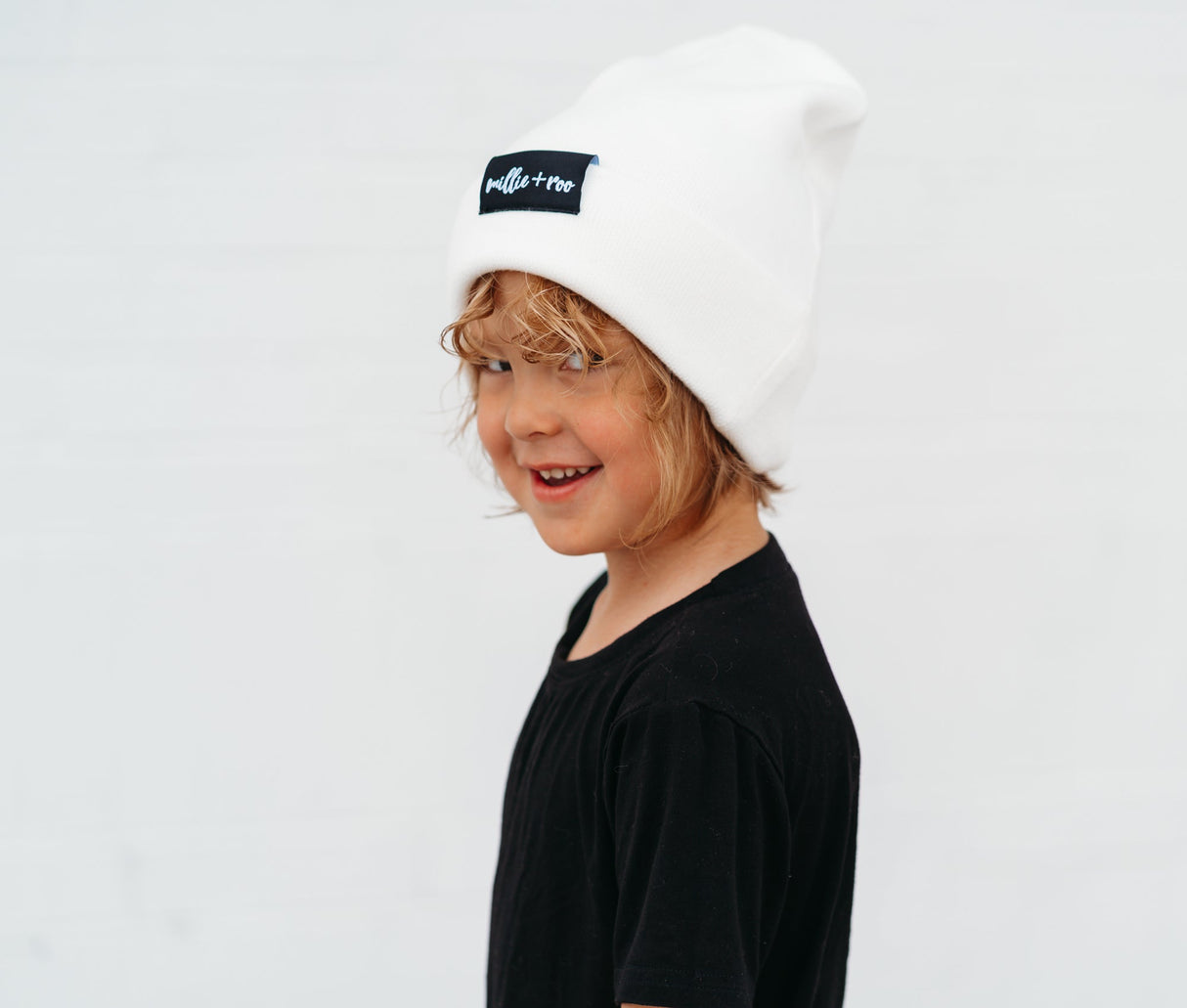 BAMBOO CUFF BEANIE- White