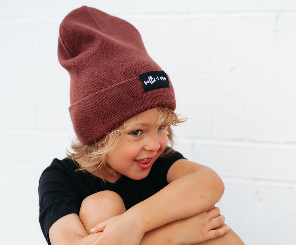 BAMBOO CUFF BEANIE- Oxblood