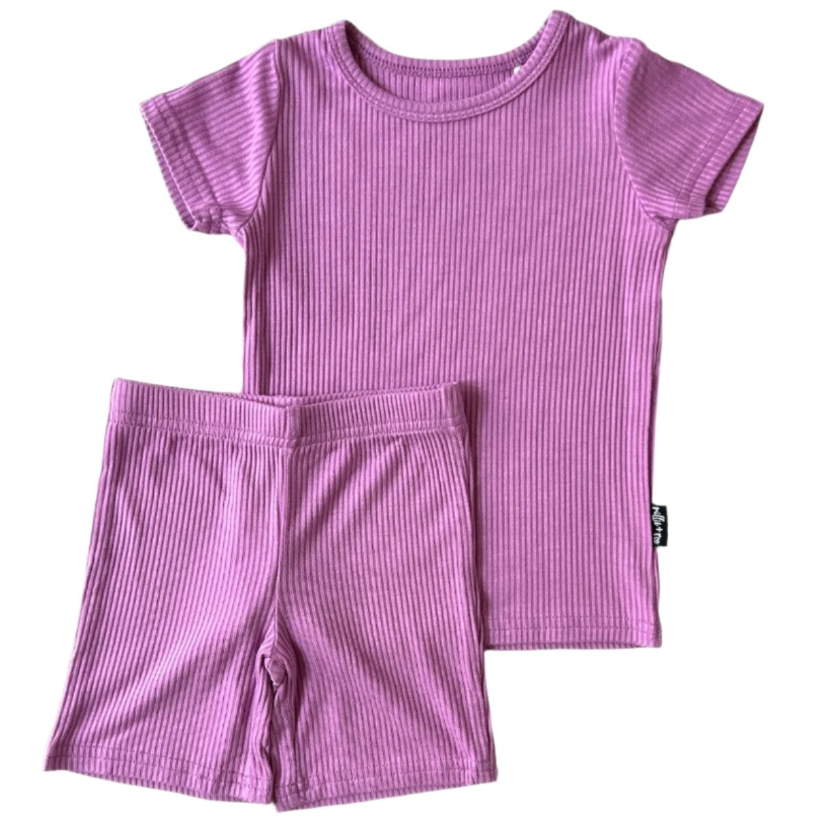 TWO PIECE SHORTIE SET- Lilac Ribbed