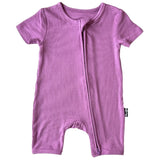 SHORTIE ZIP ROMPER - Lilac Ribbed