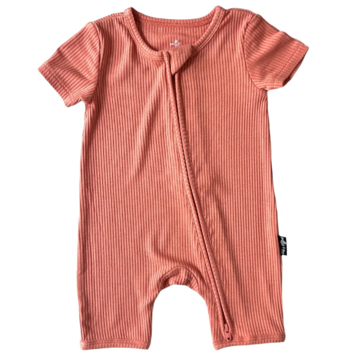 SHORTIE ZIP ROMPER - Red Rock Ribbed