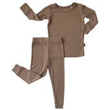 LONG SLEEVE 2 PIECE SETS- Mocha Ribbed