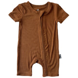 SHORTIE ZIP ROMPER - Bark Ribbed