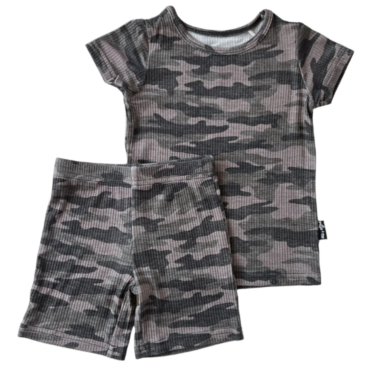 TWO PIECE SHORTIE SET- Chris Camo Ribbed