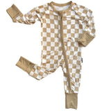 ZIP ROMPER - Tan Check