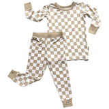 LONG SLEEVE 2 PIECE SETS- Tan Check