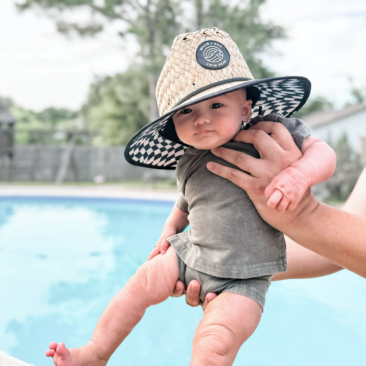 Straw Hat- Black Dizzy Check