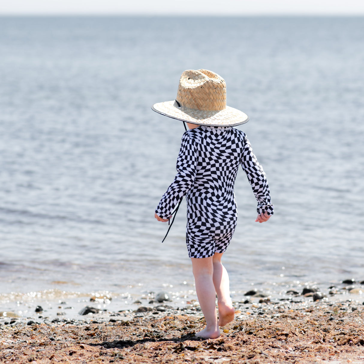 Straw Hat- Black Dizzy Check