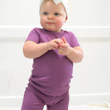 TWO PIECE SHORTIE SET- Plum Ribbed