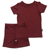 TWO PIECE SHORTIE SET- Oxblood Ribbed