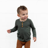 HENLEY LONG SLEEVE- Moss - HoneyBug 