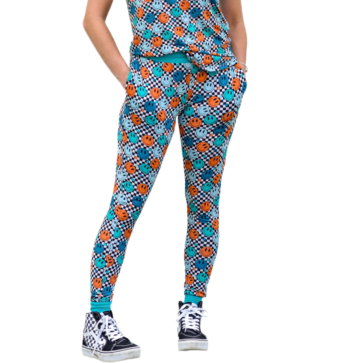 MAMA JOGGERS- Blue Smiles Check