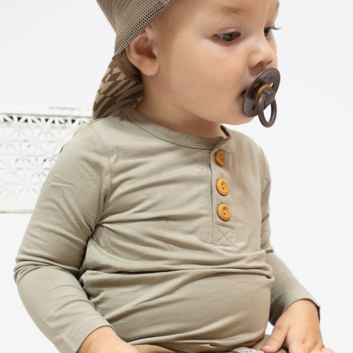 HENLEY LONG SLEEVE- Mushroom - HoneyBug 