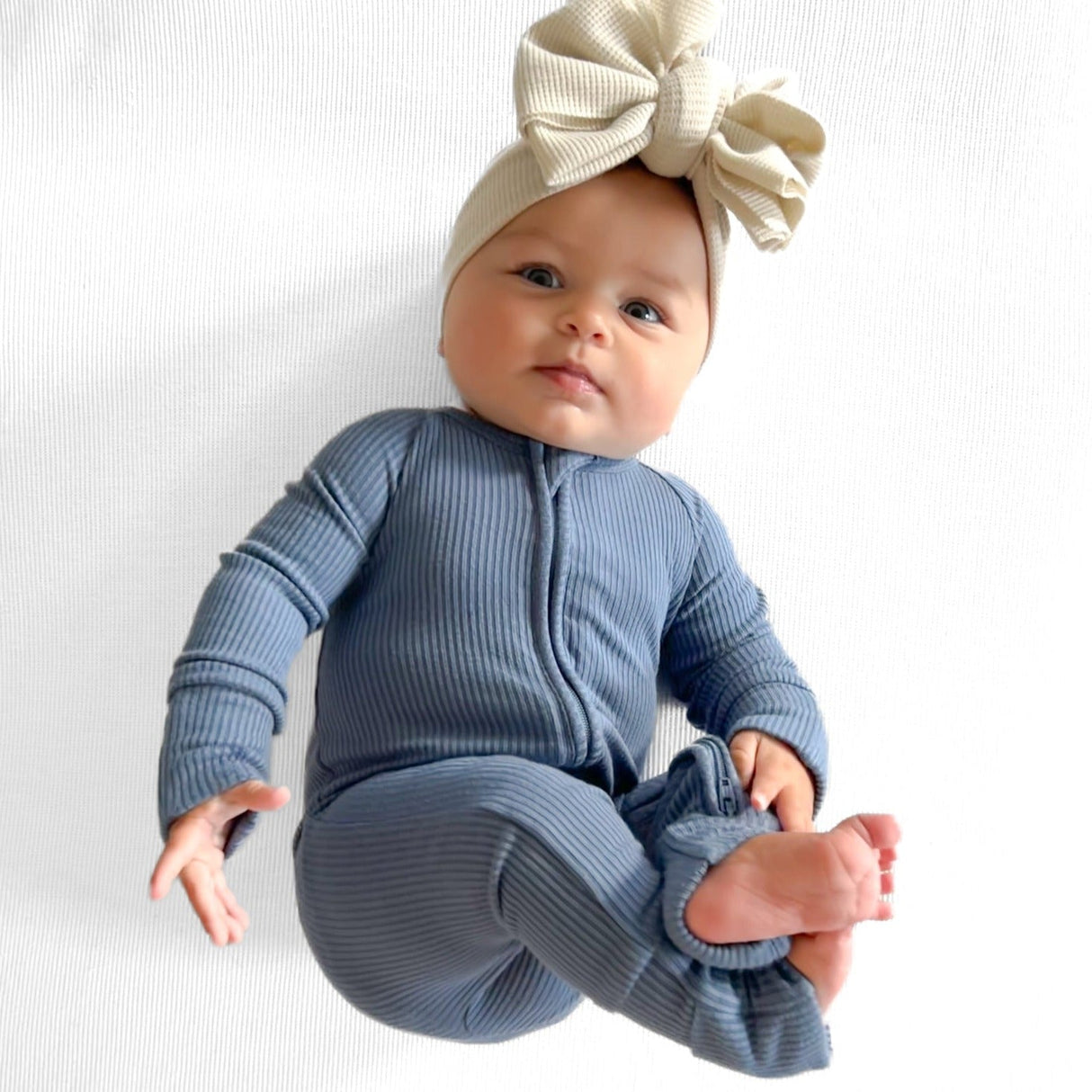 Zip Romper - Arctic Ribbed - HoneyBug 