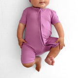 SHORTIE ZIP ROMPER - Lilac Ribbed - HoneyBug 