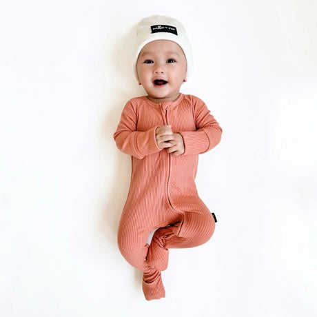 ZIP ROMPER - Red Rock Ribbed - HoneyBug 