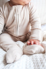 Zip Romper - Clay Ribbed - HoneyBug 