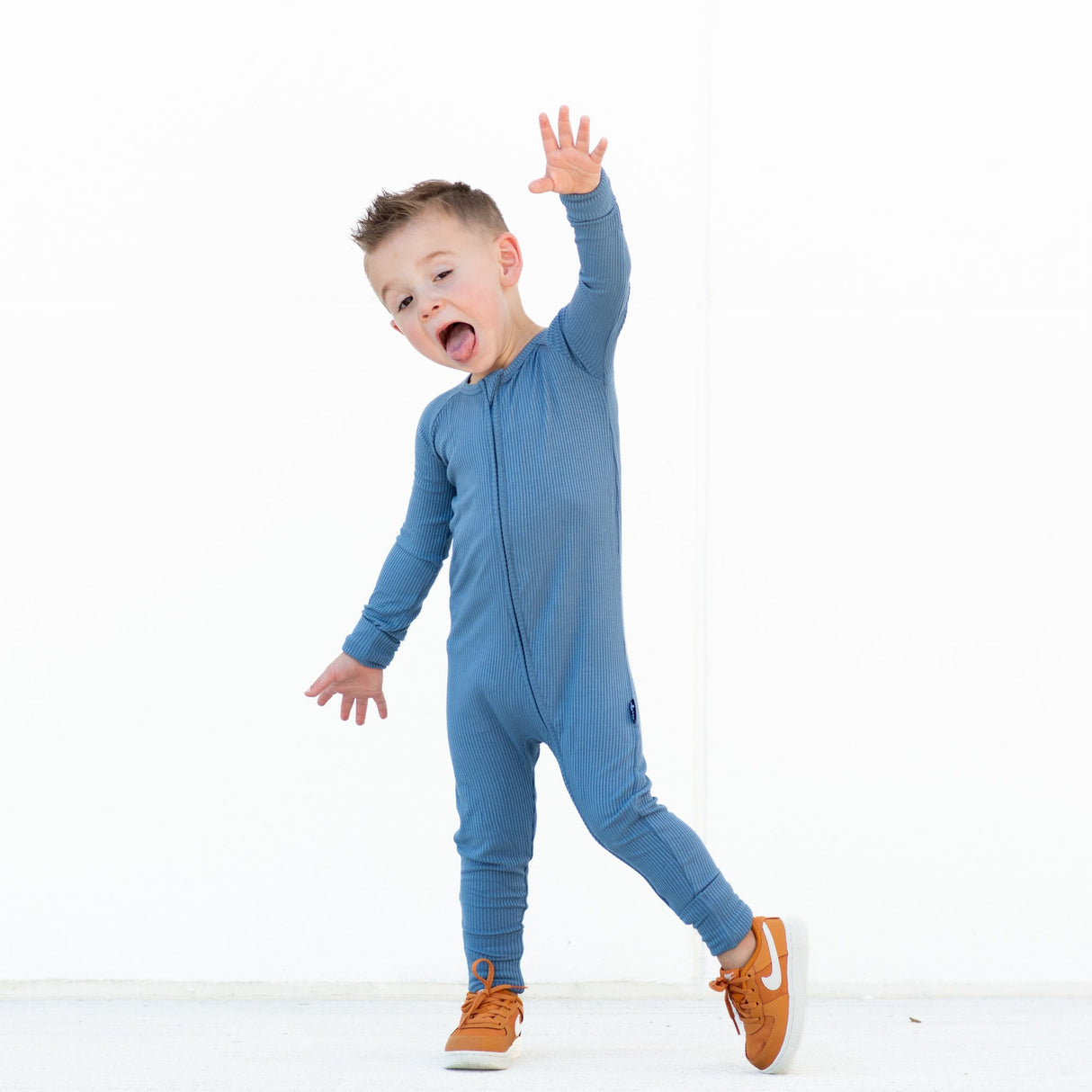 Zip Romper - Arctic Ribbed - HoneyBug 