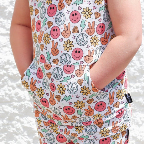 BAMBOO HOODIE TANK- Groovy Summer - HoneyBug 