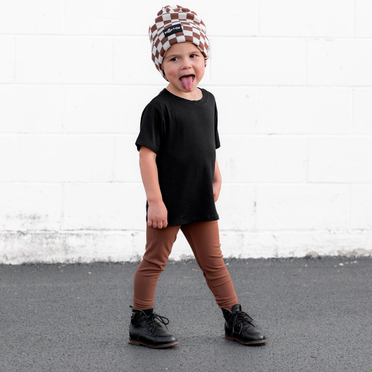 BAMBOO CUFF BEANIE- Sienna Check - HoneyBug 