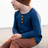 HENLEY LONG SLEEVE- Navy - HoneyBug 