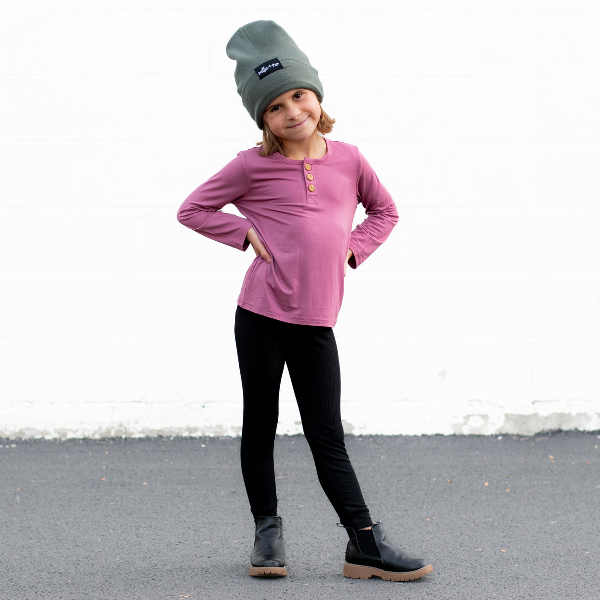 HENLEY LONG SLEEVE- Mauve - HoneyBug 