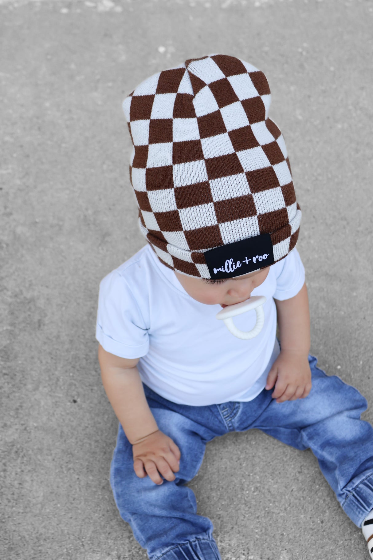 BAMBOO CUFF BEANIE- Sienna Check - HoneyBug 