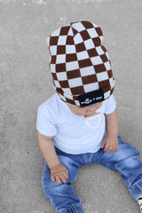 BAMBOO CUFF BEANIE- Sienna Check - HoneyBug 