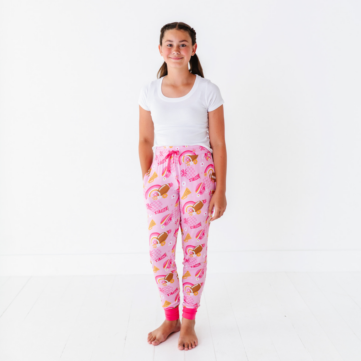 On Game Days We Wear Pink Joggers - Bigger Kids - HoneyBug 