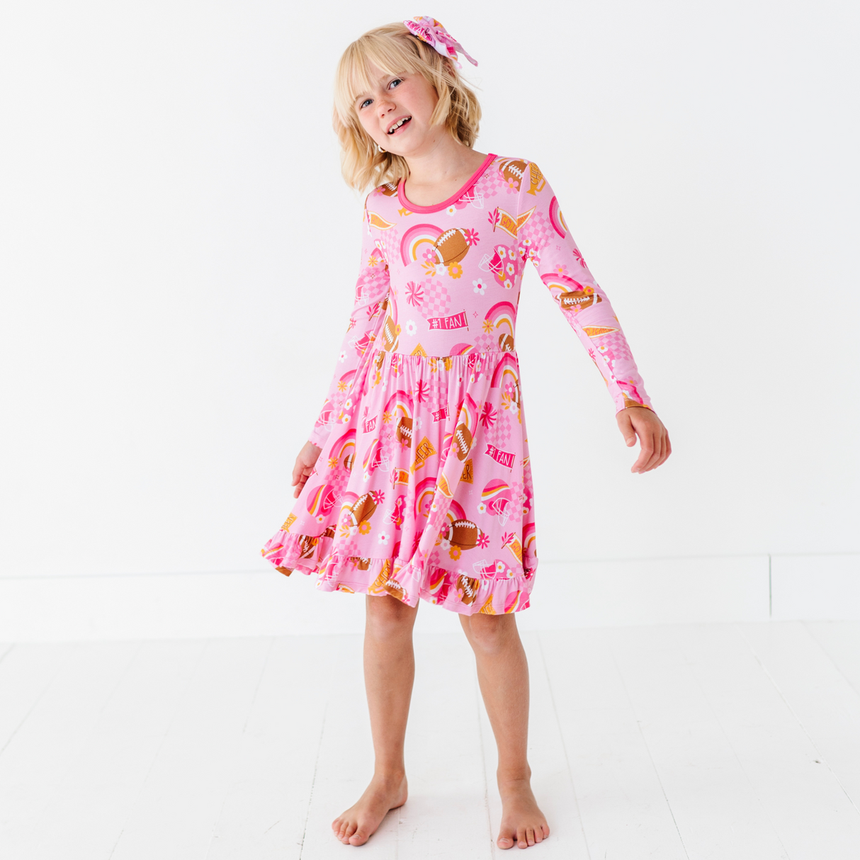 On Game Days We Wear Pink Girls Dress - HoneyBug 