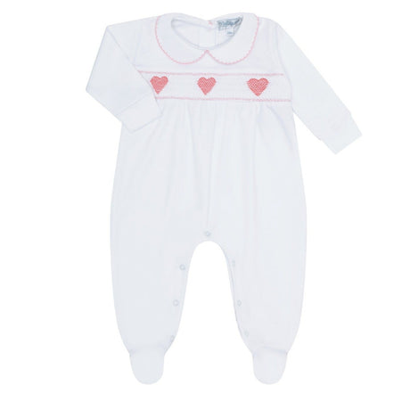 Heart Smocked Footie - HoneyBug 