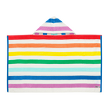Kids White Rainbow Stripe Hoodie Towel - HoneyBug 