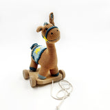 Wooden Toy with  Plush Horse - Pull Along