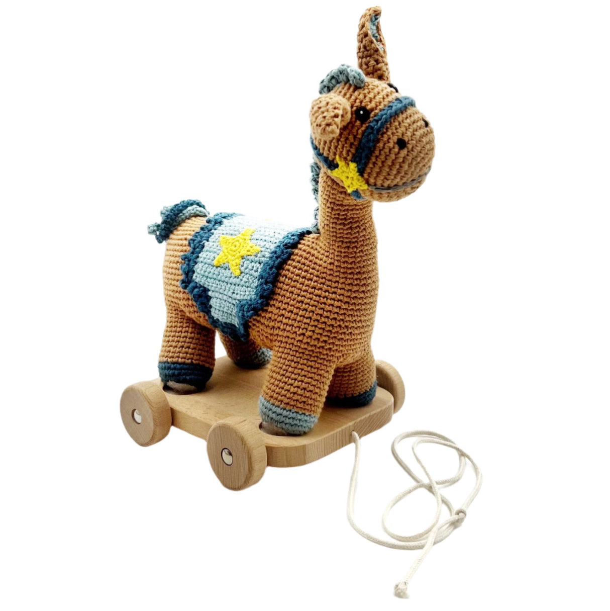 Wooden Toy with  Plush Horse - Pull Along