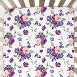 Fitted Crib Sheet - Purple & Blush Floral - HoneyBug 