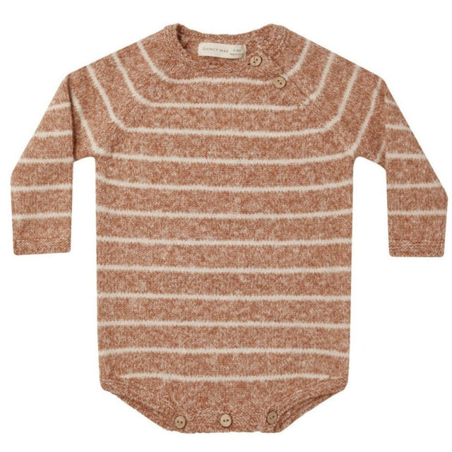 Riggens Romper - Cinnamon Stripe - HoneyBug 