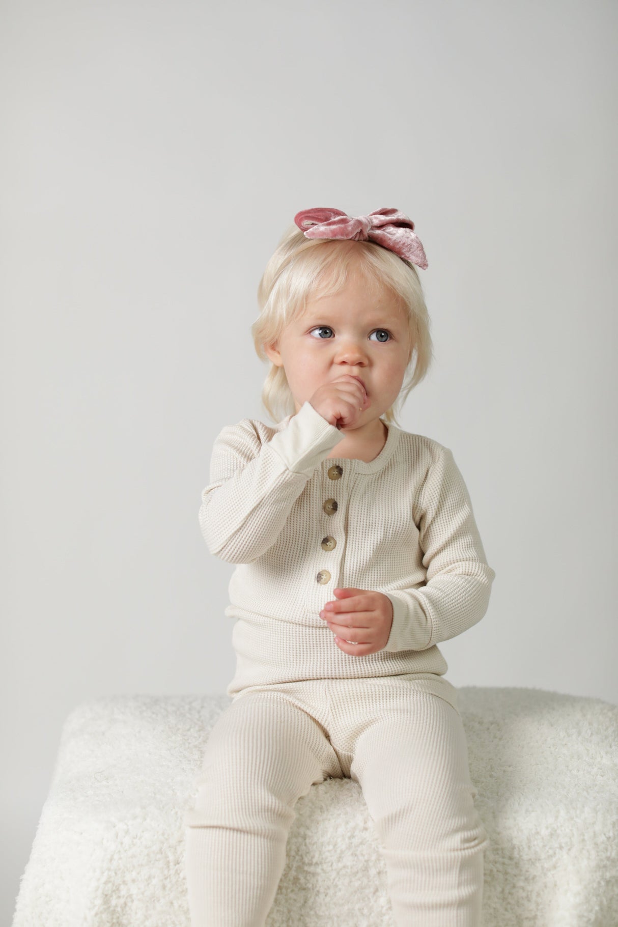 DELILAH || THERMAL BABY LONG SLEEVE HENLEY TOP AND BOTTOM SET