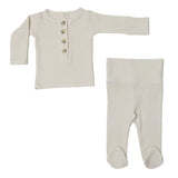 DELILAH || THERMAL INFANT LONG SLEEVE HENLEY TOP AND BOTTOM SET