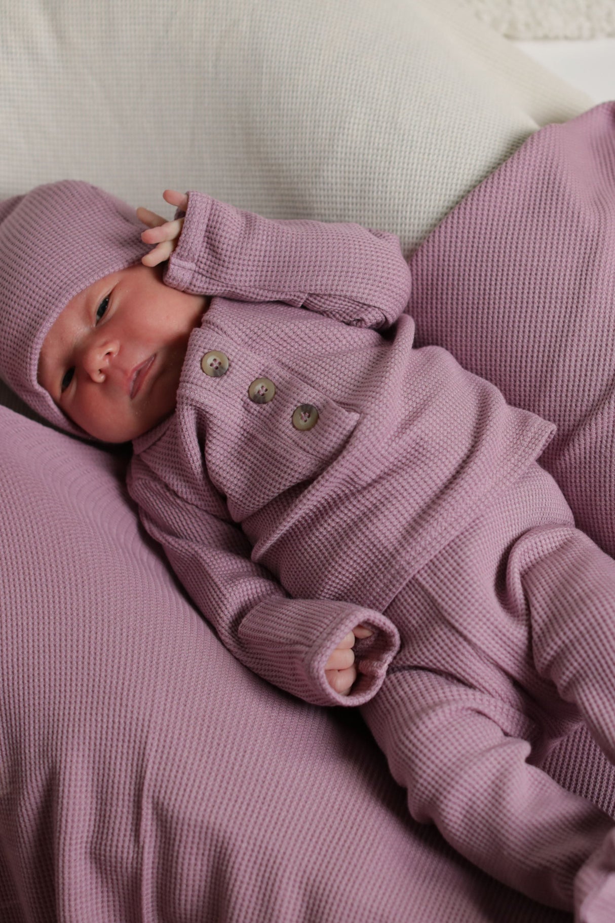 DELILAH || THERMAL INFANT LONG SLEEVE HENLEY TOP AND BOTTOM SET
